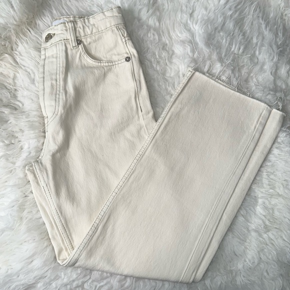 Zara High Rise Straight Leg Jeans In Ecru • Sz 00 - Picture 7 of 7